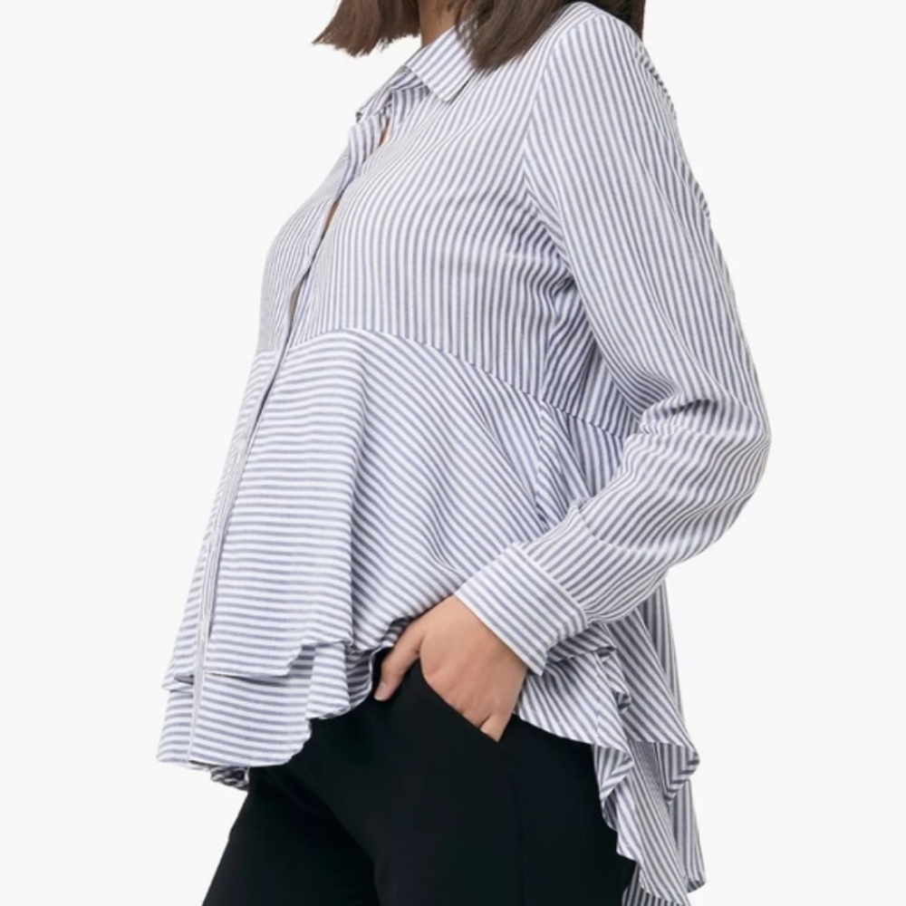 Ripe boho romantic gypsy blue and white double layered maternity shirt